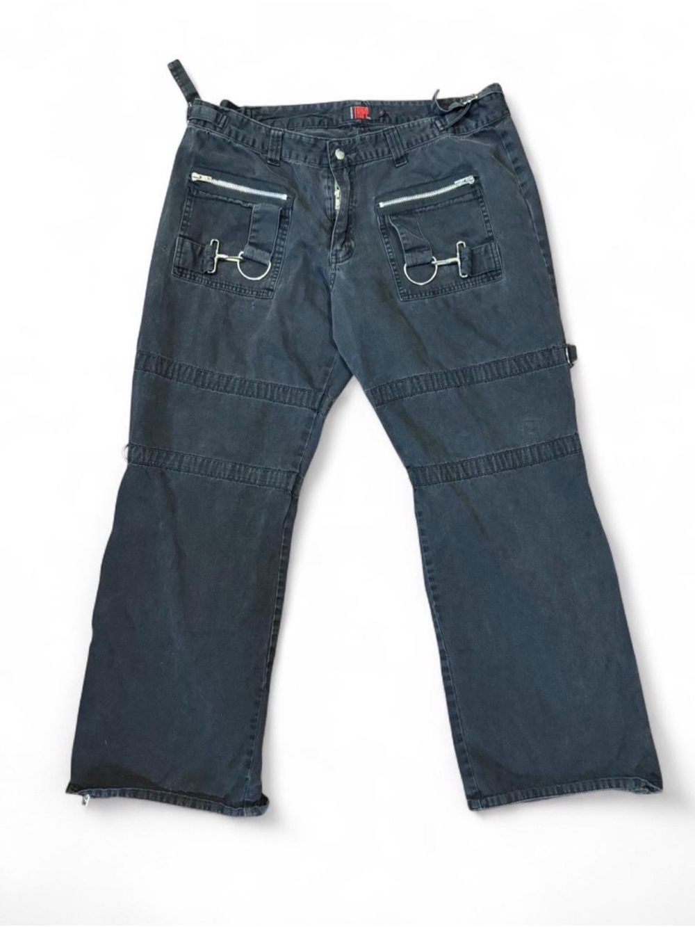 Men's Dark Blue Utility Cargo Jeans with Zip Pockets